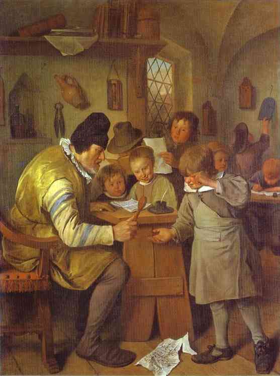 557x746 The Village School 1665 Painting Jan Steen Oil Paintings - School Painting