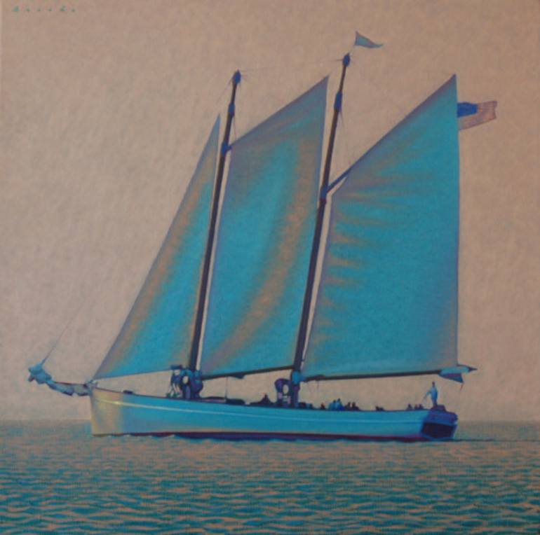 770x764 Saatchi Art Sunset Schooner Painting By Rob Brooks - Schooner Painting