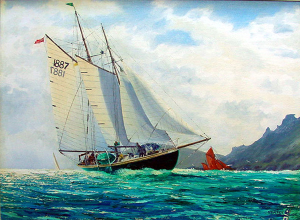 600x440 Hoshi Schooner Crossing Salcombe Bar - Schooner Painting