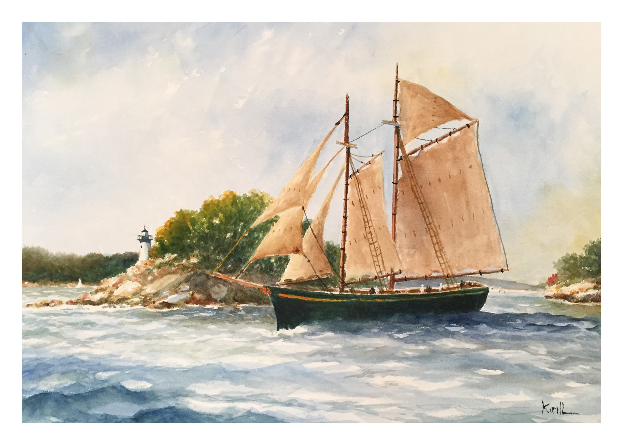 sailboat schooner painting