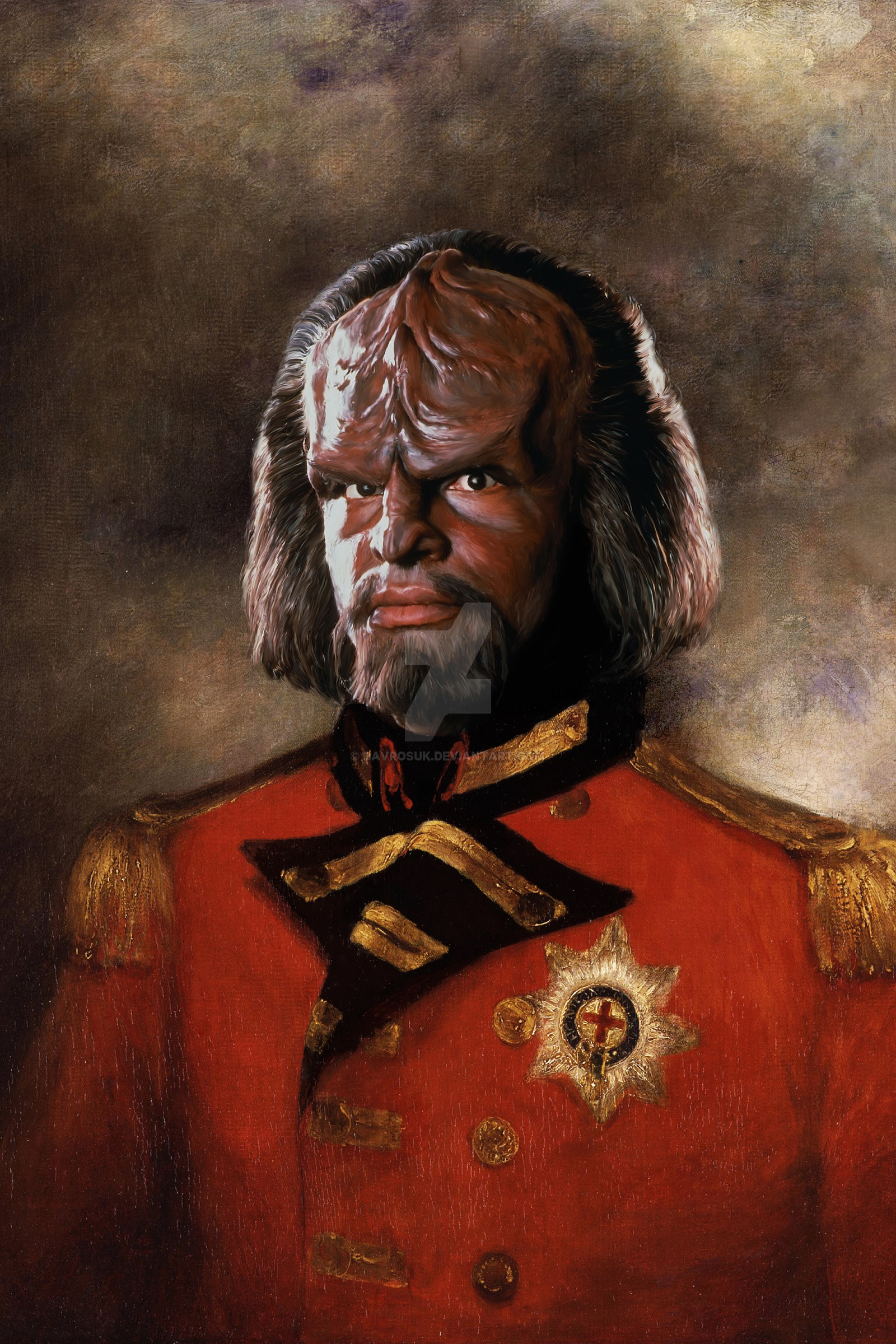 1600x2400 Worf Michael Dorn Replaced Head Oil Painting By Davrosuk - Sci Fi Oil Painting