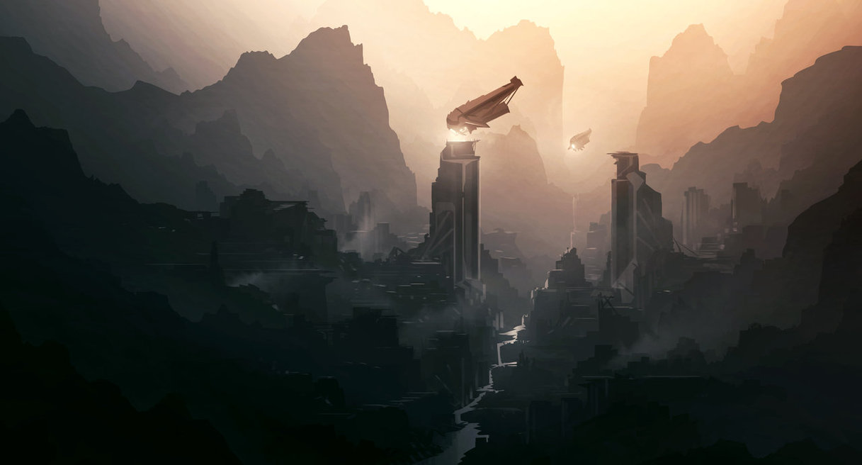1217x656 Sci Fi Digital Painting I By Grivetart - Sci Fi Painting