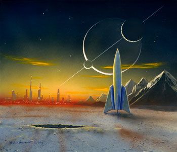 350x301 1950s Science Fiction Art Homage To Classic Science Fiction - Sci Fi Painting