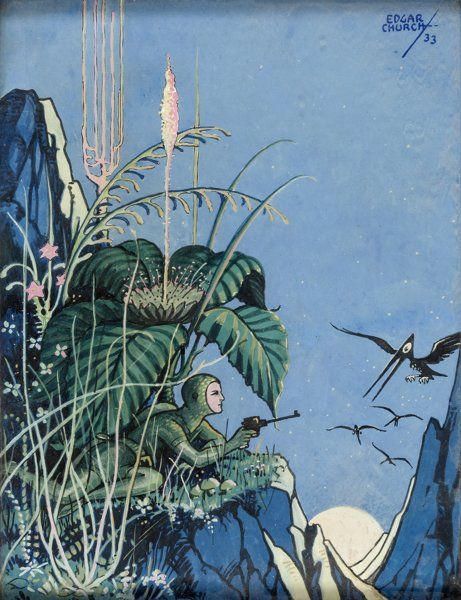 461x600 Original Comic Artpaintings, Edgar Church - Science Fiction Painting