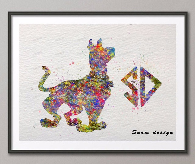 640x539 Original Watercolor Scooby Doo Canvas Painting Abstract Wall Art - Scooby Doo Painting