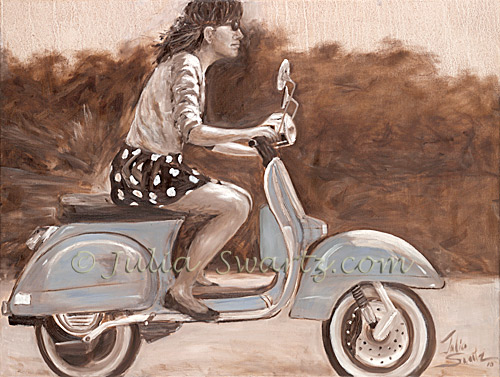 500x377 Julia Swartz Fine Art Gallery Scooter Girl - Scooter Painting