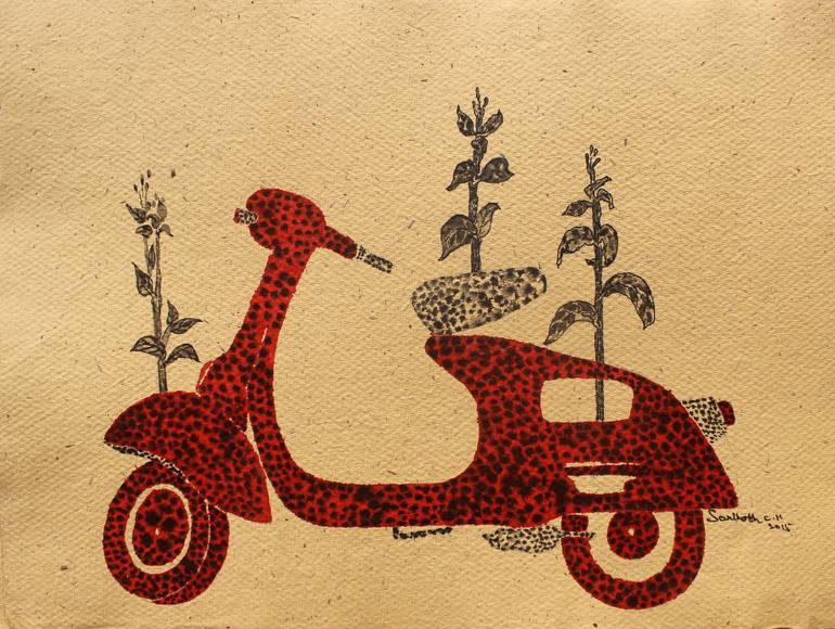 770x580 Saatchi Art Scooter Painting By Santhosh C H - Scooter Painting