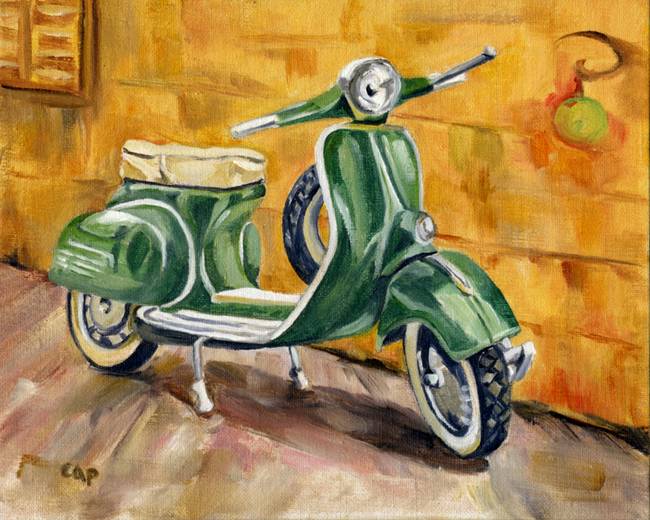 650x520 Stunning Vespa Painting Reproductions For Sale On Fine Art Prints - Scooter Painting