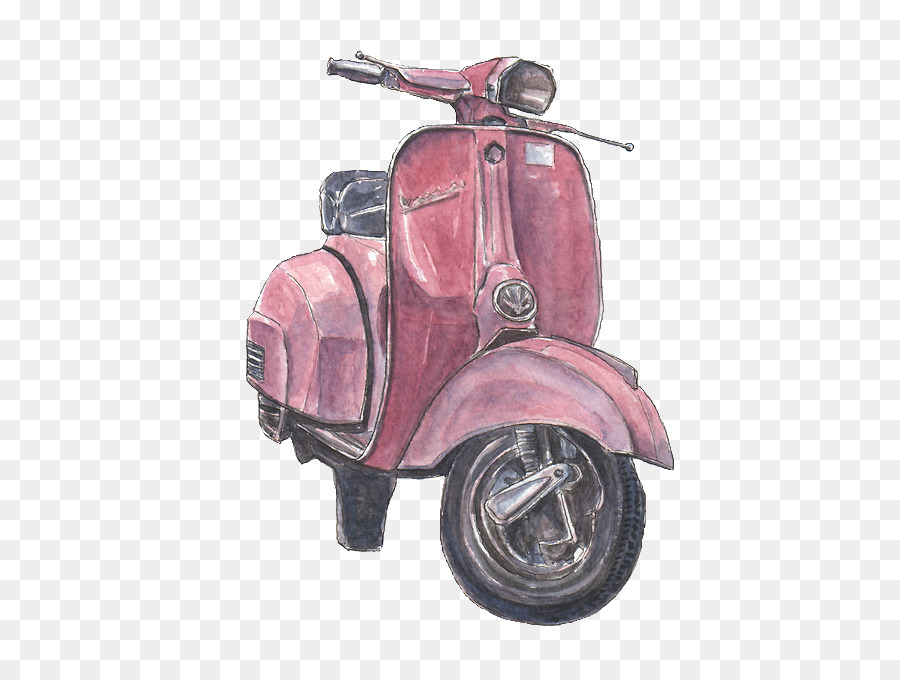 900x680 Watercolor Painting Scooter Motorcycle - Scooter Painting