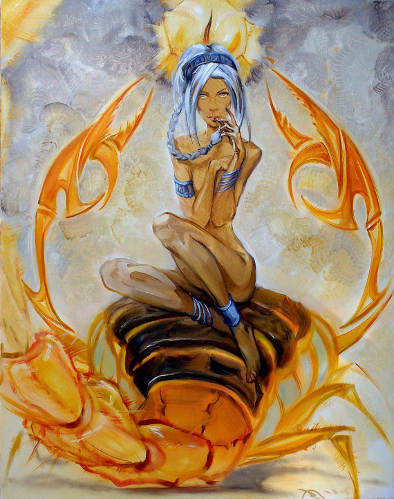 570x721 Scorpion Painting Scorpio Zodiac Sign Oil Painting On Canvas - Scorpio Painting