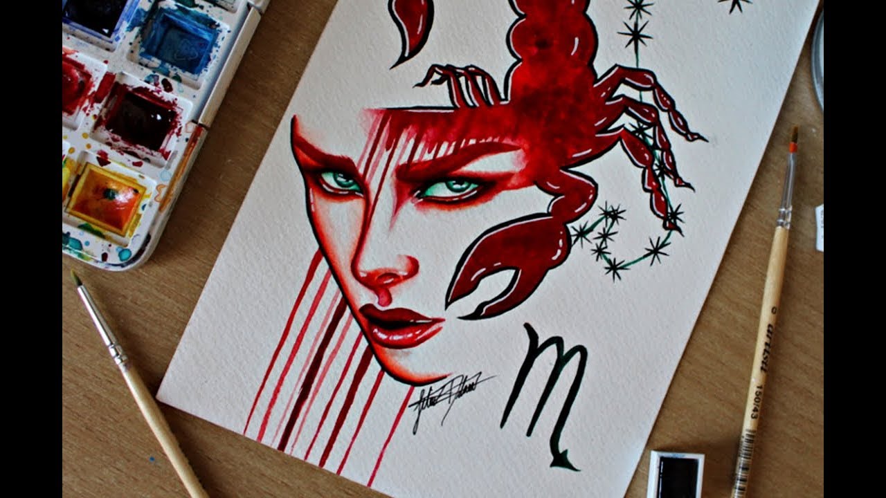 1280x720 Watercolor Painting Series - Scorpio Painting