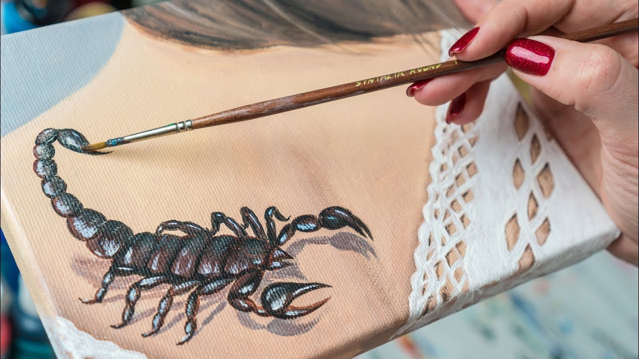 1280x720 Girl With Tattoo Of Scorpion - Scorpion Painting