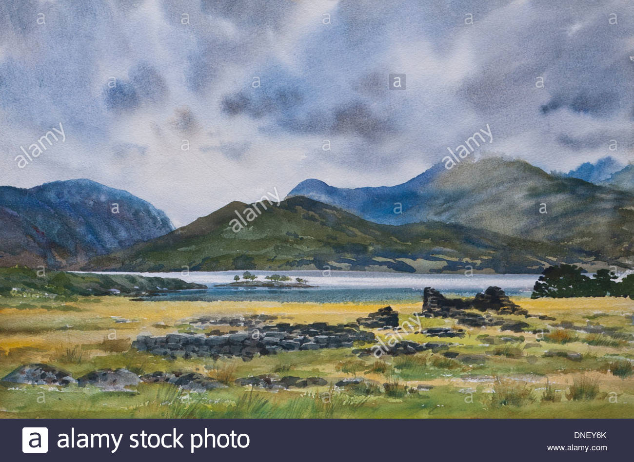 1300x948 Loch Etive Scottish Highlands Landscape Scotland Watercolour - Scotland Painting