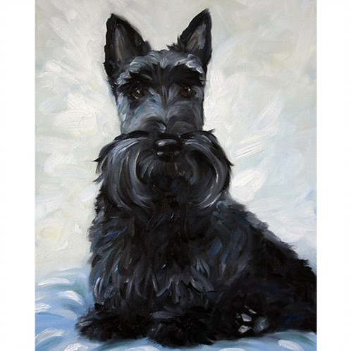 498x498 Print Black Scottish Terrier Scottie Dog Art - Scottish Terrier Painting
