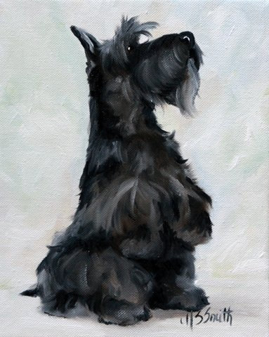 383x480 Print Scottish Terrier Scottie Dog Puppy Art Oil Painting Mary - Scottish Terrier Painting