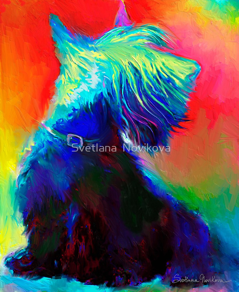 820x1000 Vibrant Scottish Terrier Dog Painting Svetlana Novikova By - Scottish Terrier Painting