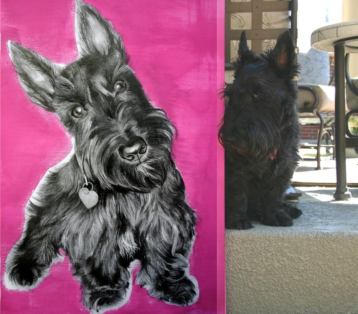 720x631 Kristin Wolfson Painted Pet Portrait Of Scottish Terrier Mixed - Scottish Terrier Painting