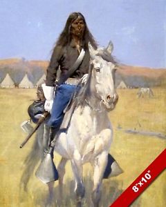 240x300 Native American Indian Scout On Horse Remington Oil Painting Art - Scout Painting