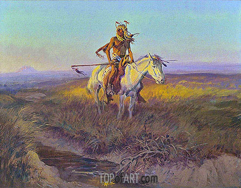 494x384 The Scout Charles Marion Russell Painting Reproduction 16453 - Scout Painting