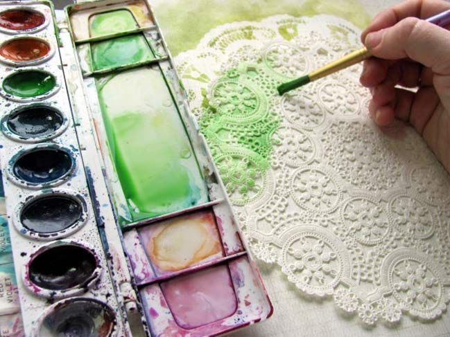 649x487 Painting Doilies. Found On Craft Ideas - Scrapbook Painting