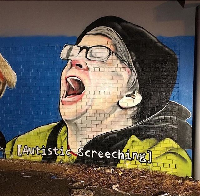 640x628 Trump Protester Mural Autistic Screeching Know Your Meme - Screaming Lady Painting