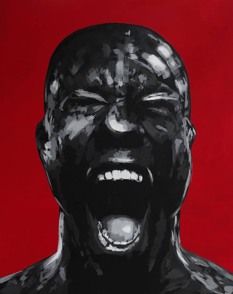 770x970 Saatchi Art Screaming Man Painting By Robin Declercq - Screaming Man Painting