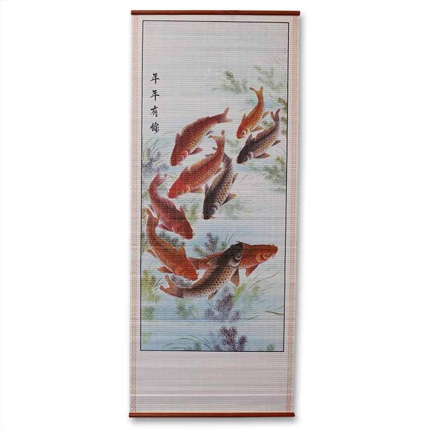 850x850 Chinese Koi Wall Scroll Painting - Scroll Painting