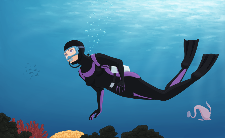 894x550 Scuba Diver By Dekuonfire - Scuba Diver Painting