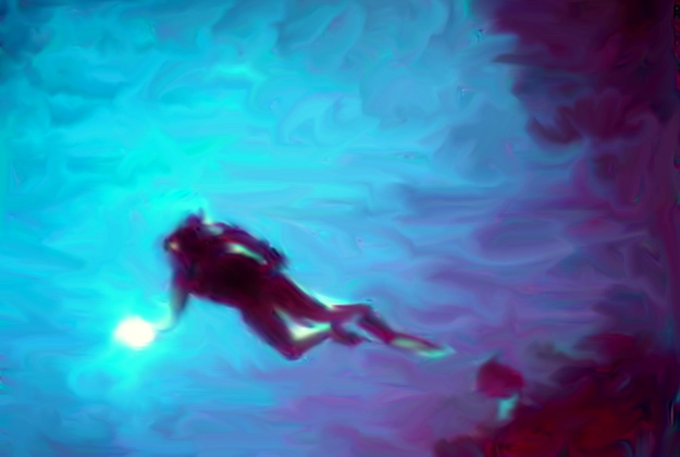 625x420 Underwater Paintings And Images By Chris Brown - Scuba Diver Painting