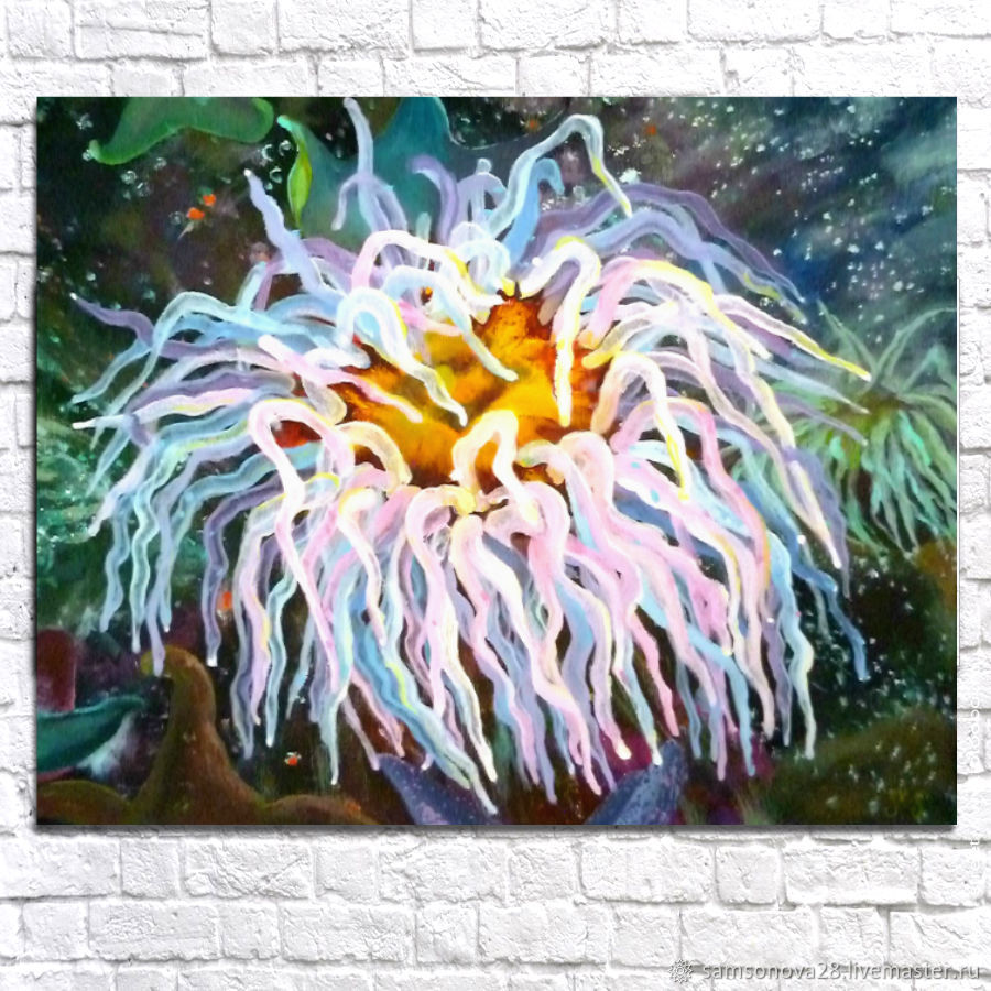 900x900 Painting Acrylic Sea Flower,oil On Canvas On Stretcher Shop - Sea Anemone Painting