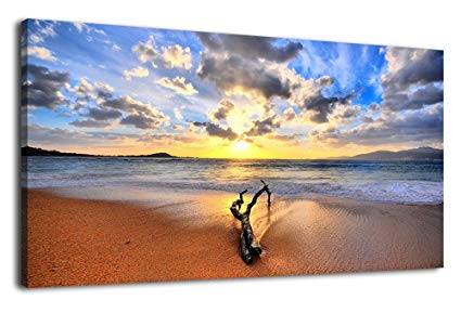 425x289 Artewoods Large Canvas Art Prints Ocean Beach Sunset - Sea Canvas Painting
