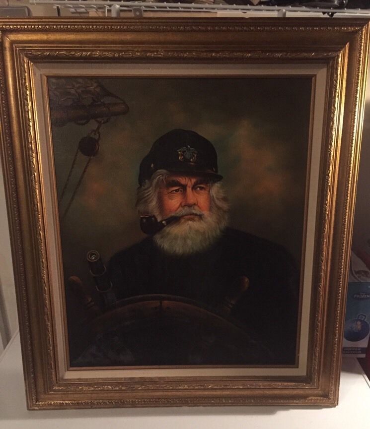 745x865 Sea Captain Oil Painting By Kim Benson Framed - Sea Captain Oil Painting