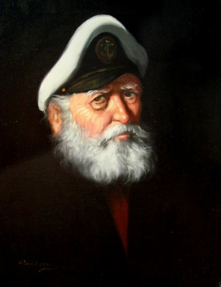437x567 A Weathered Sea Captain Oil Painting Reproduction Print - Sea Captain Oil Painting
