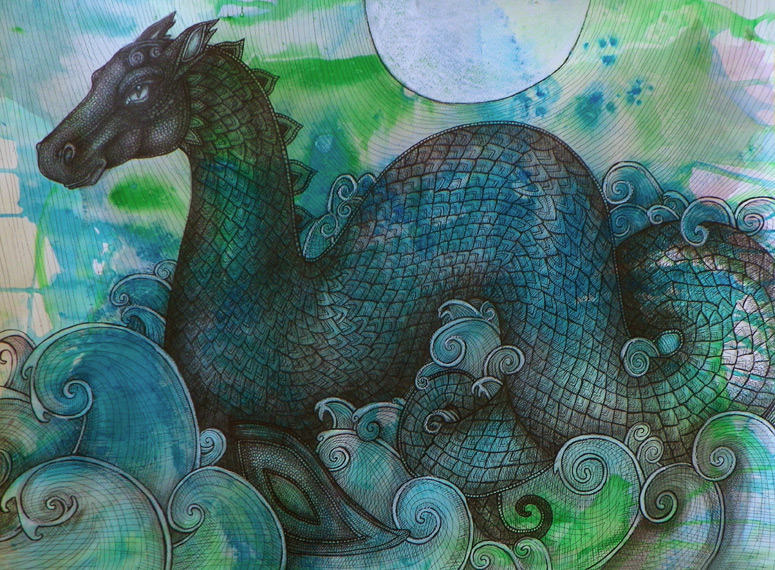 775x570 Lusus Naturae (Loch Ness Monster) Sea Dragon Painting By - Sea Dragon Painting