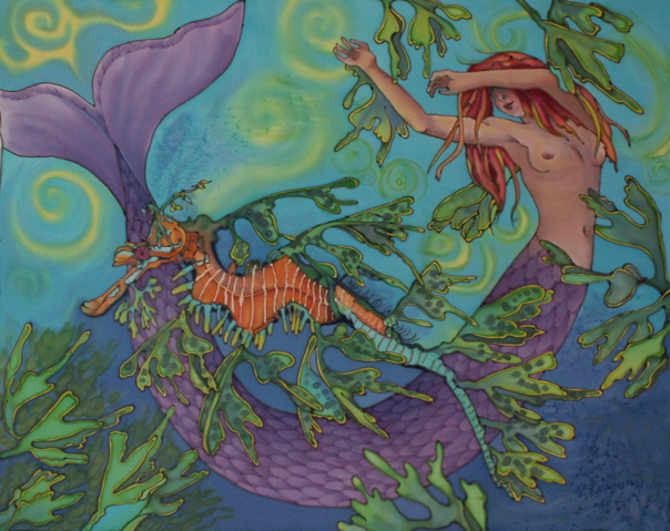 604x479 Mermaid With Sea Dragon - Sea Dragon Painting