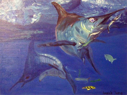 424x316 Oil Painting Of Sea Fish By Kenrick Tsang - Sea Fish Painting