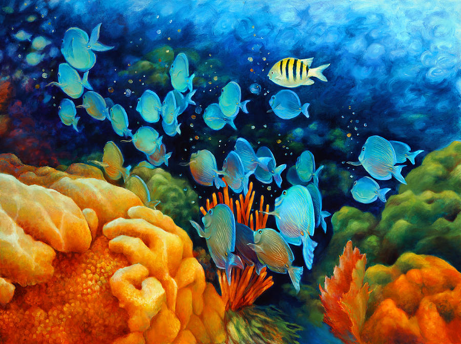 900x672 Sea Escape Ii - Sea Fish Painting