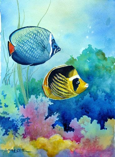 369x504 Under The Sea Tropical Fish Watercolor. A R T ~ - Sea Fish Painting