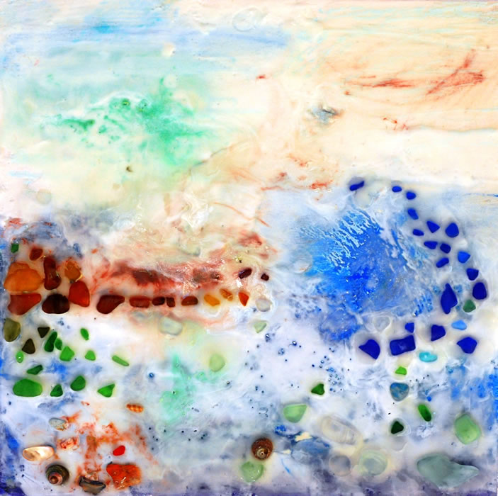 703x700 Abstract Paintings By Sandi Wilson Artist Photographer - Sea Glass Painting