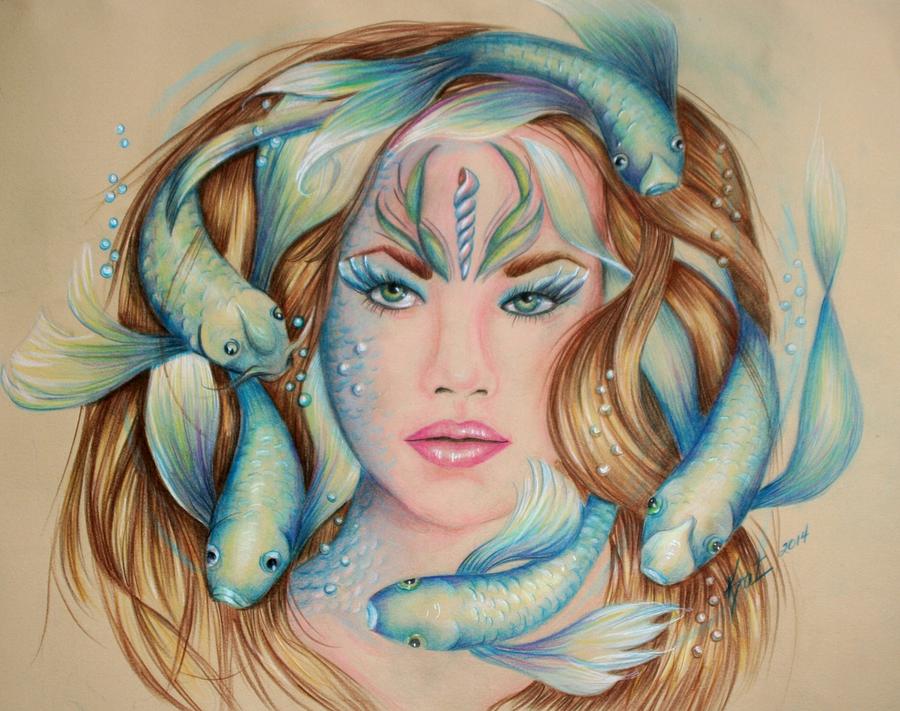 900x711 Sea Goddess Painting By Kat Ewing - Sea Goddess Painting