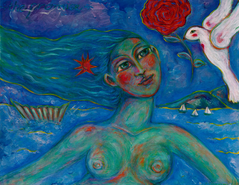 800x619 Sea Goddess Of Seatoun Harbour The Art Of Stephanie Sinclaire - Sea Goddess Painting