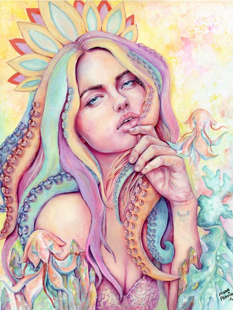 754x1000 Sea Goddess Mona Parvin Studio - Sea Goddess Painting