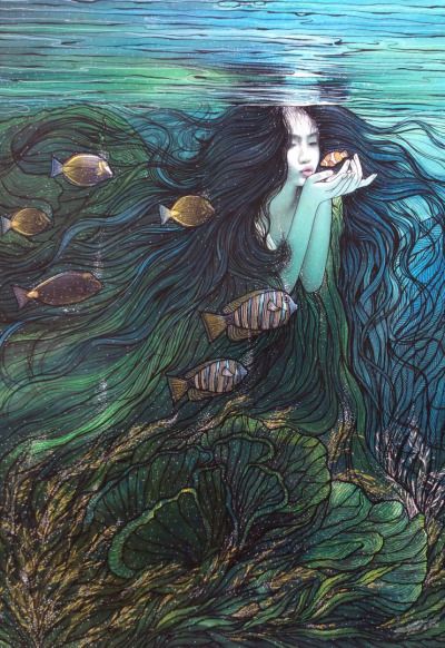 400x582 Hajandrade Duong Quoc Dinh Mermaids Mermaid - Sea Goddess Painting
