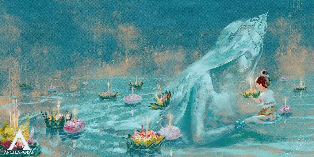 1024x512 Goddess Of Water By Apolar - Sea Goddess Painting