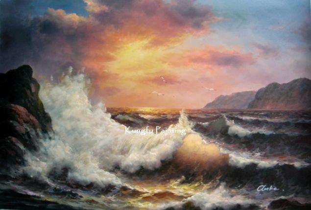 635x429 2018 100% Hand Painted High Quality Canvas Ocean Waves Oil - Sea Landscape Painting