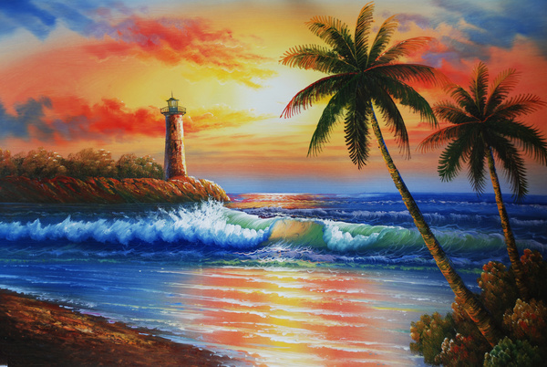 600x402 Sunrise - Sea Landscape Painting
