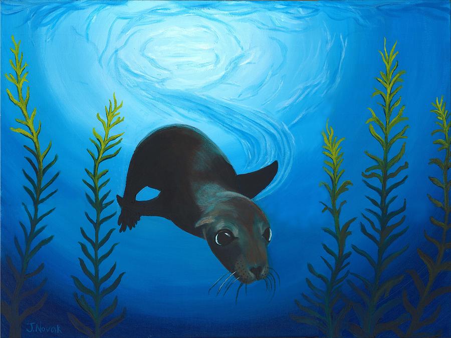900x675 Sea Lion Painting By Jackie Novak - Sea Lion Painting