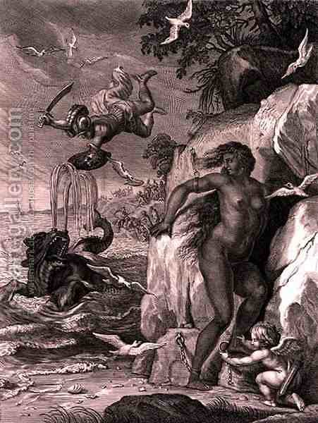 451x600 Perseus Delivers Andromeda From The Sea Monster, 1731 Bernard - Sea Monster Painting