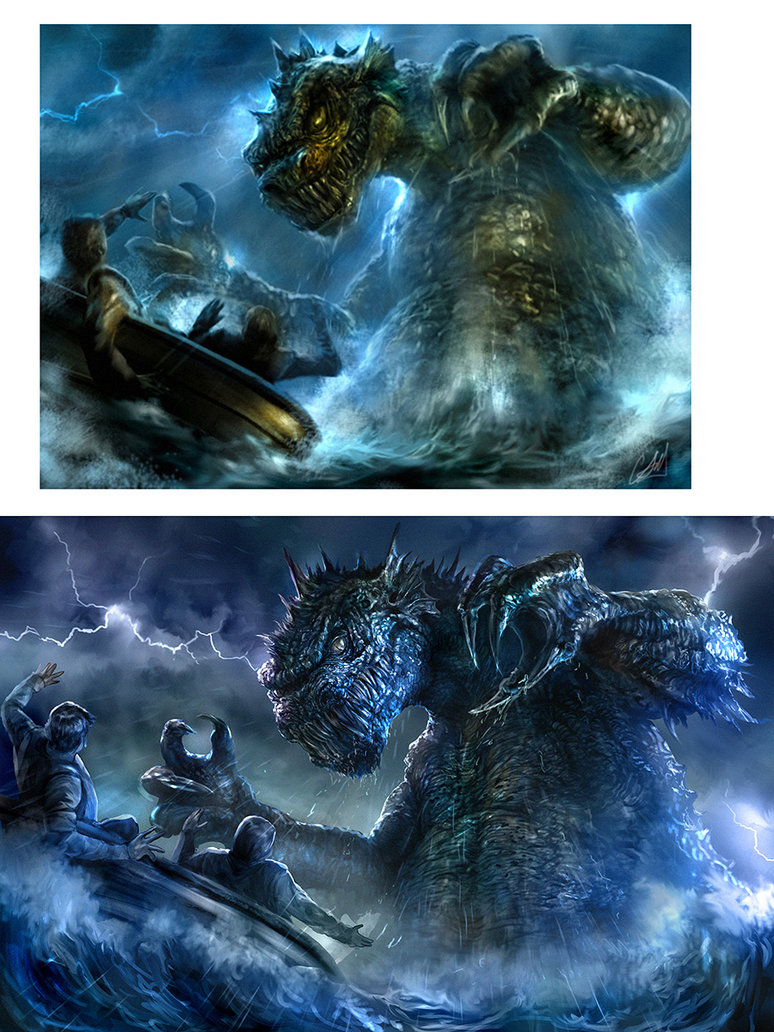 774x1032 Reworking My Old Sea Monster Painting (Wip) By Chrisscalf - Sea Monster Painting