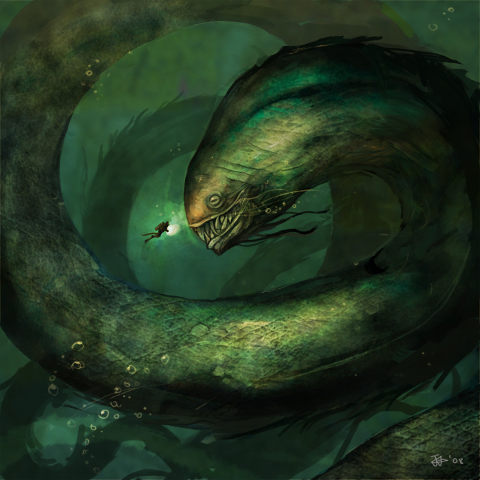 700x700 Sea Monster By Ngjas - Sea Monster Painting